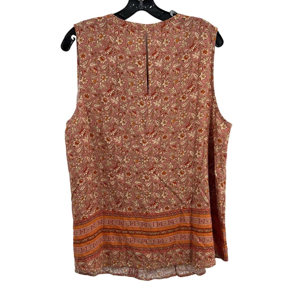 Daniel Rainn Floral Sleeveless Pink Blouse Lace Up Front Size 2X New - Picture 3 of 10